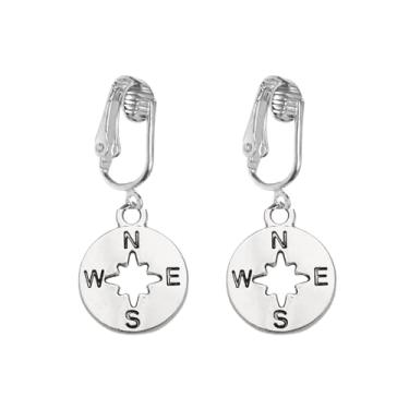 Imagem de Aloha Earrings Brincos pendentes de viagem com clipe em tom prateado não perfurado, One Size, Metal, Sem pedra preciosa