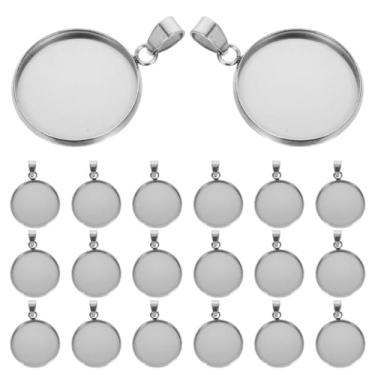 Imagem de 20 Unidades Base De Cortiça Redonda Bandejas Pendentes De Metal Bandeja De Pingente De Joias Bases Pingente De Bisel De Pulseira Base Pendente Cabochões Em Branco Fivela Pingente