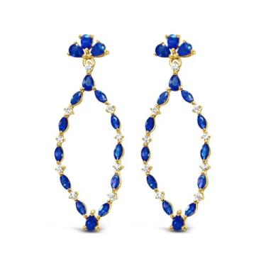 Imagem de Tenda para letreiro de diamante de safira em forma de ouro amarelo 14k Peso 1,97 CT, dourado, Safira Diamante