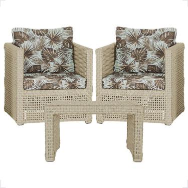 Imagem de Mesa E 2 Poltronas Madri Corda Náutica Estofado 6 Trama Rami