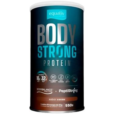 Imagem de Equaliv Body Strong Protein Cacau 550g – Proteína de Colágeno e Proteína da Fava – Alta Absorção e Sabor para Treinos e Bem-Estar