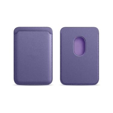 Imagem de Carteira magnética - capa de couro PU com porta-cartões para iPhone 17 16 15 14 13 Pro Max Air Plus, bolsa fina para armazenamento de cartões (roxa)