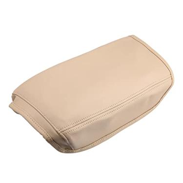 Imagem de X AUTOHAUX Capa de apoio de braço de couro de microfibra para Honda CR-V 2017 2018 2019 2020 2021 2022 bege com linha bege capa de console central protetor de apoio de braço