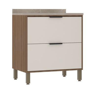 Imagem de Balcão De Cozinha Com Tampo 80 Cm 2 Gavetões Aspen Luciane Móveis beige