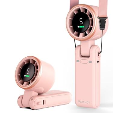 Imagem de PlayHot Ventilador turbo portátil portátil, ventiladores pessoais de 5 velocidades, ventiladores recarregáveis de 5000 mAh até 12 horas, peso apenas 300 g ventilador pequeno, ventilador de mão/pescoço