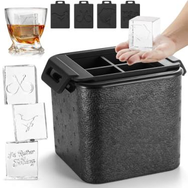 Imagem de TPPICK Molde quadrado transparente para fazer cubos de gelo para uísque bourbon, presentes de pesca para homens, meias masculinas