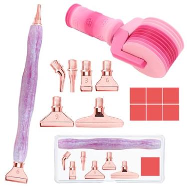 Imagem de Kit de caneta de ponto de contas de arte de pintura de diamante com parafusos, pontas de metal de aço, colocadores e acessórios de ferramentas de rolo de arte de diamante para adultos DIY broca