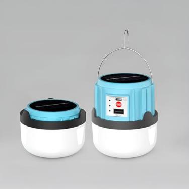 Imagem de Lanterna Recarregável Estilo Lampião USB Solar Iluminação Cor:Azul