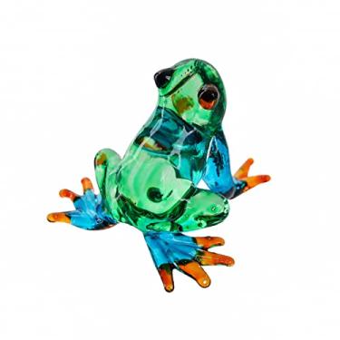 Imagem de DANUSORNGEANG Vidro de arte soprado à mão, coleção de animais em miniatura de sapo da floresta tropical, miniaturas de casa de bonecas, decorações, lembranças, animais soprados de vidro artístico. (Rã