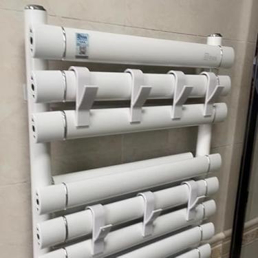 Imagem de 6 peças de ganchos de parede que economizam espaço - Suporte de toalha de plástico durável para armazenamento de armário de banheiro e cozinha, acessório de banheiro moderno (branco)