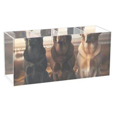 Imagem de TSENQUE Porta-lápis colorido e fofo labrador, pôr do sol, acrílico, fofo, caneta, lápis, pincel de maquiagem, copo para escritório, organizadores de mesa e acessórios