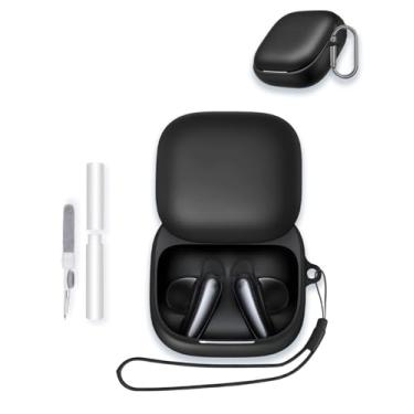 Imagem de Capa para Soundcore Liberty Buds da Anker Earbuds 2025, capa protetora portátil de silicone macio WUNIAK resistente a arranhões com kit de limpeza, mosquetão e cordão, preta
