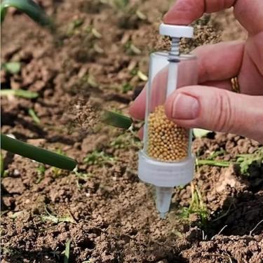 Imagem de Dispensador de sementes portátil, ferramenta manual de semeadora de jardim com tubo transparente para plantar gramados, vasos de flores e início de sementes, alça ergonômica (cor aleatória)
