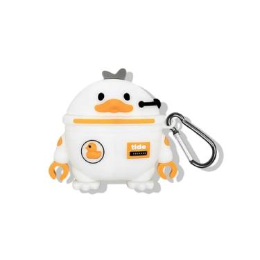 Imagem de SKPY Capa resistente à prova de choque com design de pato fofo 3D compatível com JBL Vibe Beam/Vibe 200TWS silicone macio com mosquetão para meninos, meninas, mulheres e homens