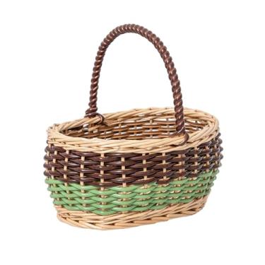 Imagem de JLKIMZVO Cesta de vime colorida tecida à mão, artesanal, pequena bolsa para piqueniques e decoração (18,5 x 14 x 8,5 cm, tamanho: pequena)