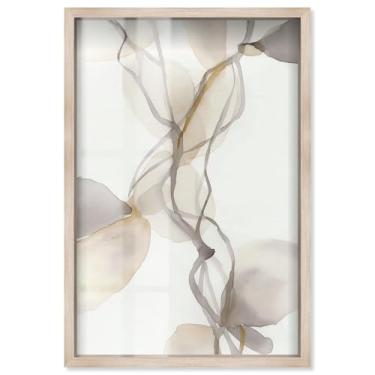 Imagem de Delicate Connection II Shadowbox Print Boho Gold Wall Art por Art Remedy, moldura loira, 28 x 40 cm