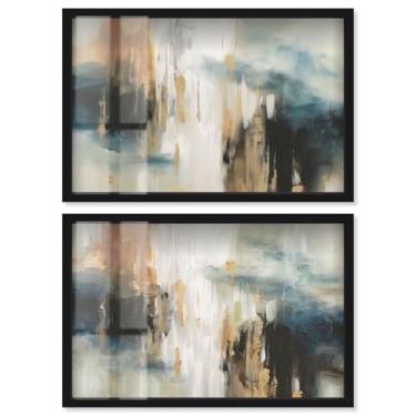 Imagem de Clearing Mist Shadowbox Print Living Room Wall Art Conjunto de 2 por Art Remedy, moldura preta, 63 x 43 cm