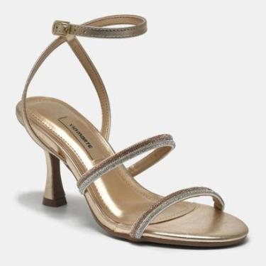 Imagem de Sandália Salto Social Dourado Via Marte-Feminino