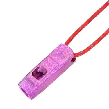 Imagem de iBasingo Apito de titânio de 120 dB para emergência, sobrevivência, acampamento e esportes apito de segurança mais alto com cordão refletivo, equipamento de segurança leve de 8 g (várias cores