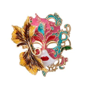 Imagem de coadipress Broche de máscara vintage para mulheres e homens broches de corsage esmaltados coloridos para carnaval carnaval vestido de casamento acessórios, Middle, Liga de aço, Sem Pedra Preciosa