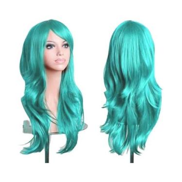 Imagem de Peruca Sintética Longa Ondulada Rosa Roxa De 70cm Para Mulheres Fantas