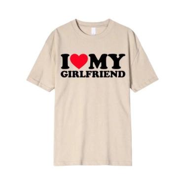 Imagem de Camiseta Unissex Com Estampa 'Eu Amo Meu Namorado(a)' Presente Para Na