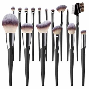 Imagem de Conjunto de pincéis de base, corretivo, pincel de pó, pincel de base líquida, conjunto de pincéis de maquiagem profissional para olhos e rosto,