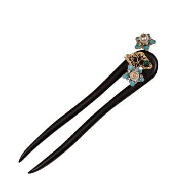 Imagem de Agulhas de Cabelo Chinesas com Pedra, Acessórios de Cabelo de Ebênia, Feitos à Mão,Grampos de Cabelo,Chapéus de Madeira para Mulheres,Joias de Cabelo (T)