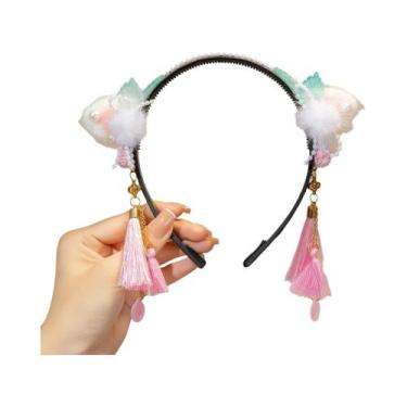 Imagem de Tiara De Cabelo Com Franjas Trançadas E Flores Para Meninas, Acessório