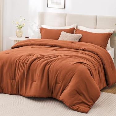 Imagem de Love's cabin Conjunto de edredom terracota Twin/Twin GG, 2 peças pré-lavadas com 1 edredom (166 cm × 90") e 1 fronha (51 cm x 66 cm), leve e respirável para todas as estações