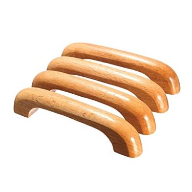 Imagem de FHYTGBS 1 puxador de gaveta de madeira - gaveta redonda maçaneta de porta de armário de madeira móvel de cozinha puxador de móveis de madeira maciça puxador de armário móveis