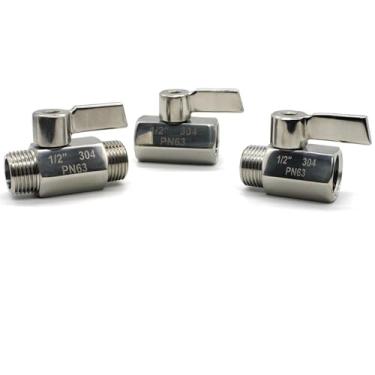 Imagem de PN63 SS316L aço inoxidável NPT macho válvula de esfera PN63 válvulas de esfera 1/8 1/4 polegada rosca BSPT mini válvulas de esfera 1/2 3/4 polegadas (3/20.3 cm, NPT_macho X macho_SS316)