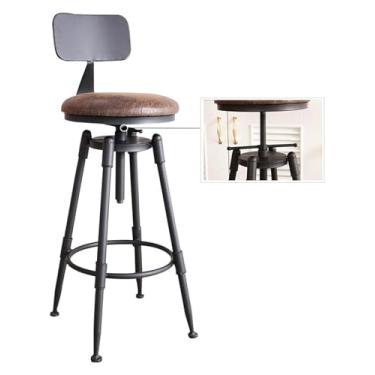 Imagem de WYNSJDBB Cadeira de bar industrial banco de bar ajustável em altura redonda e metal cadeira giratória banco com apoio para os pés para balcão de café da manhã cozinhas