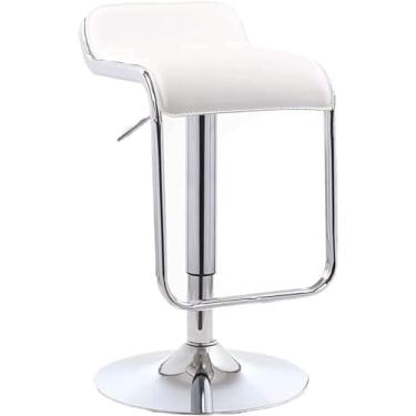 Imagem de WYNSJDBB Cadeira de bar rotativa, banqueta de bar minimalista moderna, banqueta de bar para casa para levantar e largar, apoio para os pés com design de encosto baixo e apoio para os pés (branco)