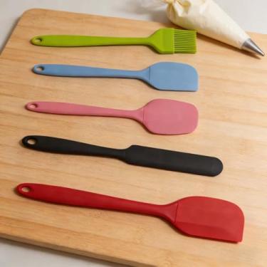 Imagem de Conjunto de 5 espátulas de silicone resistentes ao calor, antiaderentes, conjunto de utensílios de cozimento flexíveis e duráveis para cozinhar, misturar e espalhar (multicolorido)