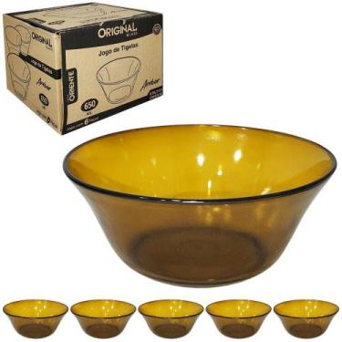 Imagem de Jogo Tigela Vidro Redonda Oriente Ambar 6 Pecas 650Ml 16,5Cm - Origina