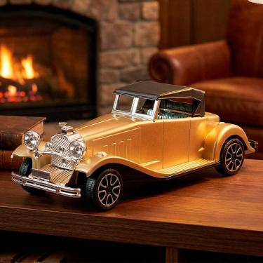 Imagem de Carro Miniatura Antigo Clássico Fricção Colecionável Dourado