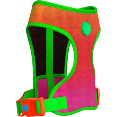 Imagem de Peitoral Mesh Ajustável para Cães com Guia + Coleira + QR Code | Conjunto Respirável e Seguro para Passeio Pet(citrus,P)