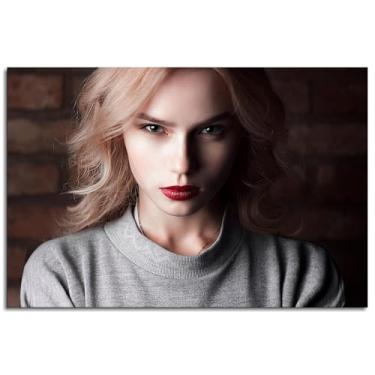 Imagem de Pôster de retrato loiro impressões em tela modelo arte de parede para casa 1 painéis decorações não ramificadas 30,5 x 20,3 cm