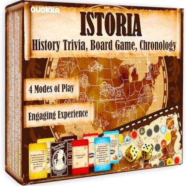 Imagem de Quokka 4in1 History Trivia Game for Adults - 500 Learning Cards Chronology Board Game - 2 + Players Educational Game for Family Night - Historic Personalities | History | Science