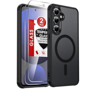 Imagem de LeYi Capa para Samsung Galaxy S24-FE: [ ] [Mag-Safe Fit] com protetor de tela, película fosca translúcida de toque suave e proteção de nível militar Funda para S24FE S 24 FE, preta