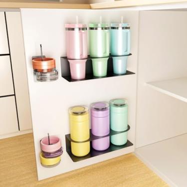 Imagem de MSJGA Suporte de copo Stanley Organizador de garrafa de água para Stanley 30 e 1,134 g com organizador de tampa de copo, organizadores de despensa de cozinha e armazenamento para acessórios de copo