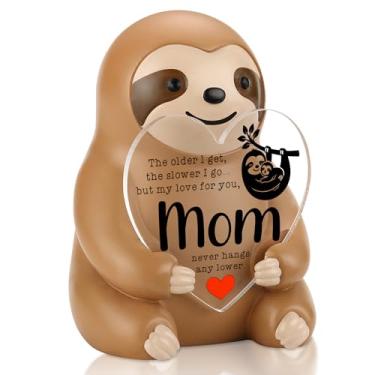 Imagem de Presente de mãe preguiça para mulheres, estatueta engraçada de resina dizendo The Older I Get The Slower I Go But My Love Never Fades, presente de agradecimento da filha filho para decoração de mesa