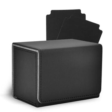 Imagem de Zettokete MTG Deck Box with 2 Dividers, Large Capacity Commander Deck Box Fits 80+ Double-Sleeved Cards, PU Leather Card Case Compatible with Magic Commander YuGiOh TCG CCG, Black
