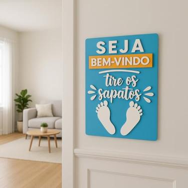 Imagem de Quadro Placa Decorativa Seja bem-Vindo, Tire os sapatos MDF