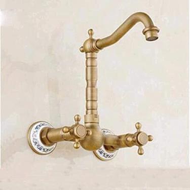 Imagem de - Torneiras, torneiras, banheiro estilo europeu minimalista decoração de casa torneira de cozinha de cobre pode girar torneira de pia de cozinha água quente/a (cor: H)