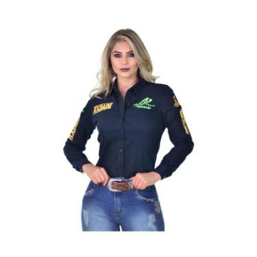 Imagem de Camisa Country Feminina Radade Bordada Azul Green Team Ref. 0603, GG