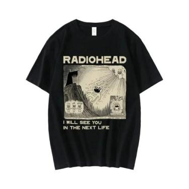 Imagem de Camiseta Vintage Oversize De Rock Band Radiohead Para Homens, 100% Alg