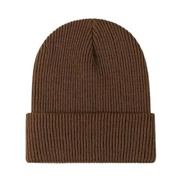 Imagem de Gorro de malha preta unissex, boné de caveira liso quente para inverno