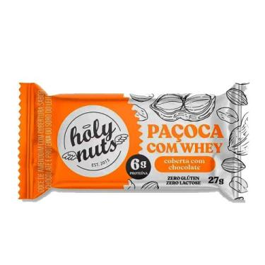 Imagem de Paçoca Whey Chocolate Sem Açúcar Holy Nuts - 27g